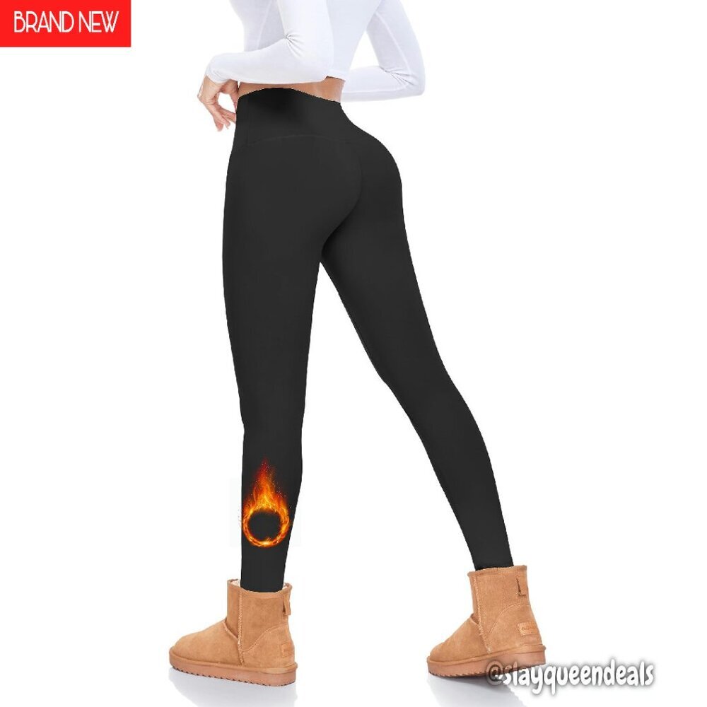 Fleece Lined High Waisted Tummy Control Thermal Leggings for Women